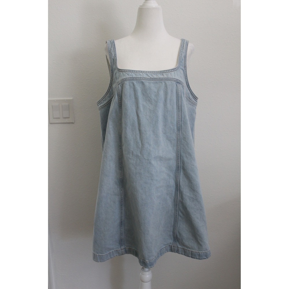 Madewell Light Wash‎ Denim Square Neck Shift Dress Blue Size 14 CKP497455227